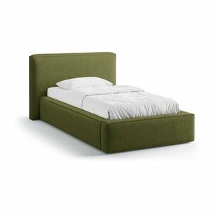 Zöld kárpitozott ágyneműtartós egyszemélyes ágy ágyráccsal 90x200 cm Jodie – Micadoni kép