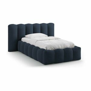 Kék kárpitozott ágyneműtartós egyszemélyes ágy ágyráccsal 90x200 cm Lupine – Micadoni kép