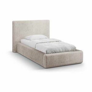Bézs kárpitozott ágyneműtartós egyszemélyes ágy ágyráccsal 90x200 cm Amy – Micadoni kép