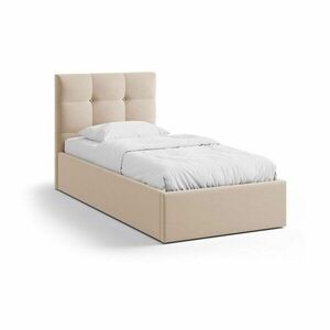 Világosbarna kárpitozott ágyneműtartós egyszemélyes ágy ágyráccsal 90x200 cm Phaedra – Micadoni kép