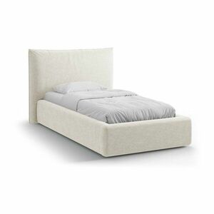 Krémszínű kárpitozott ágyneműtartós egyszemélyes ágy ágyráccsal 90x200 cm Kaelle – Micadoni kép