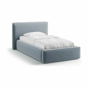 Világoskék kárpitozott ágyneműtartós egyszemélyes ágy ágyráccsal 90x200 cm Jodie – Micadoni kép