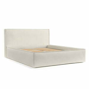 Bézs kárpitozott ágyneműtartós franciaágy ágyráccsal 160x200 cm Lounge L – Maison de Rêve kép