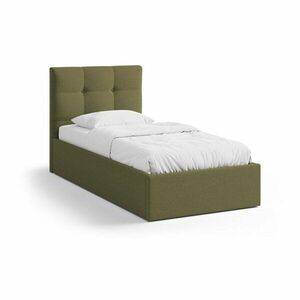 Zöld kárpitozott ágyneműtartós egyszemélyes ágy ágyráccsal 90x200 cm Phaedra – Micadoni kép