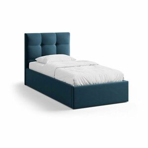 Kék kárpitozott ágyneműtartós egyszemélyes ágy ágyráccsal 90x200 cm Phaedra – Micadoni kép