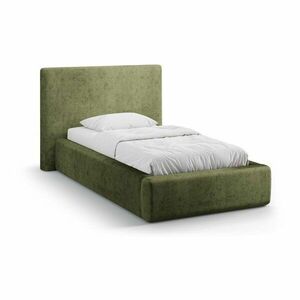 Zöld kárpitozott ágyneműtartós egyszemélyes ágy ágyráccsal 90x200 cm Amy – Micadoni kép