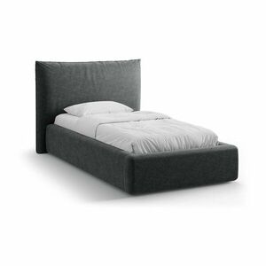 Sötétszürke kárpitozott ágyneműtartós egyszemélyes ágy ágyráccsal 90x200 cm Kaelle – Micadoni kép