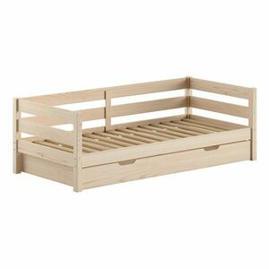 Natúr színű borovi fenyő gyerekágy kihúzható pótággyal ágyráccsal 90x200 cm Margrit – Vipack kép