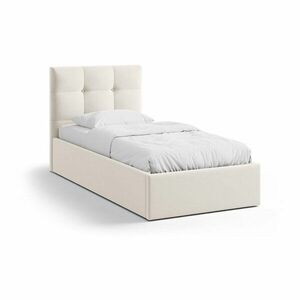 Krémszínű kárpitozott ágyneműtartós egyszemélyes ágy ágyráccsal 90x200 cm Phaedra – Micadoni kép