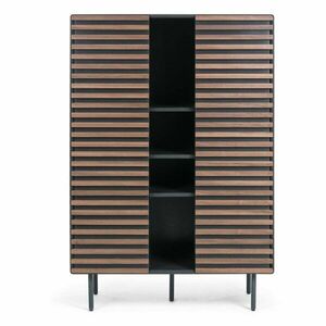 Fekete-natúr színű szekrény diófa dekorral 105x155x40 cm Kesia – Kave Home kép