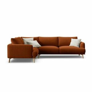 Terrakotta színű bársony sarokkanapé (bal oldali-L alakú) Naomi – Micadoni kép