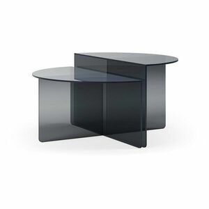 Szürke üveg kerek dohányzóasztal szett 2 db-os ø 80 cm Velta – MOME kép