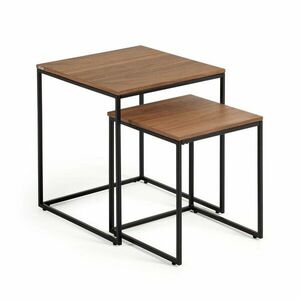 Tárolóasztal szett 2 db-os diófa dekoros asztallappal 45x45 cm Yoana – Kave Home kép