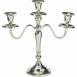 Fém gyertyatartó, 3 karos, 29x10x30 cm, ezüstszínű, dekoráció 1 kép