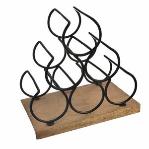 InDecor Mangófából készült borállvány, fekete, 6palack, 28 x 19 x 29 cm kép
