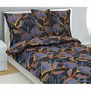 Bellatex Virág pamut ágyneműhuzat sötétkék, 140 x 200 cm, 70 x 90 cm kép