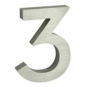 Alumínium 3-as házszám, 3D, köszörült felület kép