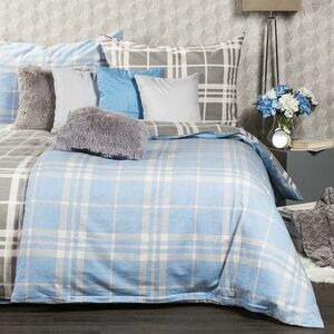 4Home Kék kocka flanel ágynemű, 140 x 220 cm, 70 x 90 cm kép