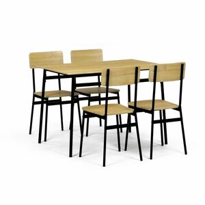 Industrial étkezőgarnitúra 4 székkel, 110 x 70 x76 cm, vad tölgy kép