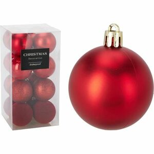 16 darabos karácsonyi díszkészlet FestiveSparkles, piros, átmérő 6 cm, műanyag, 6 cm átmérőjű kép