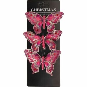 Karácsonyi díszek szett Pillangók, piros, 12x8x2cm, kapcsos, 3 DB-os szett kép