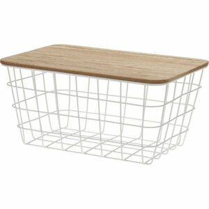 Lot fém kosár fa fedéllel, 31 x 22 x 16 cm kép