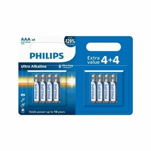 Philips AAA 1, 5 V Ultra Alkaline elem, 8 db kép