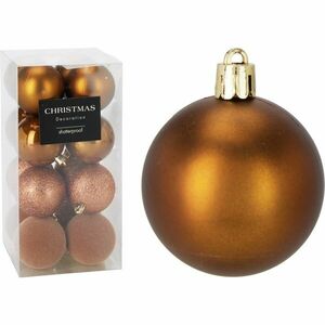 16 darabos karácsonyi díszkészlet FestiveSparkles, aranybarna, átmérő 6 cm, műanyag, 6 cm átmérőjű kép
