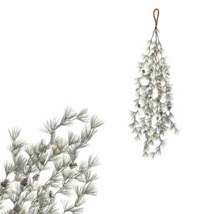 Műanyag lógó ág, vörösfenyő tobozokkal, 100 cm, fagyos kép