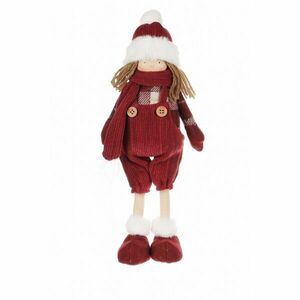 Kislány kantáros nadrágban karácsonyi dekoráció magasság 35 cm, piros kép