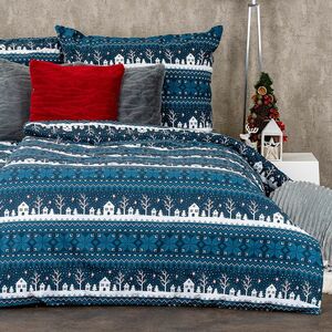 4Home Winter village pamut ágyneműhuzat, 160 x 200 cm, 70 x 80 cm kép