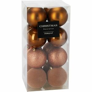 16 darabos karácsonyi díszkészlet FestiveSparkles, aranybarna, átmérő 8 cm, műanyag, 8 cm átmérőjű kép
