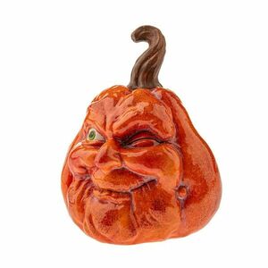 Őszi dekoráció Arcú tök, 13 x 16 cm, narancssárga, kerámia kép