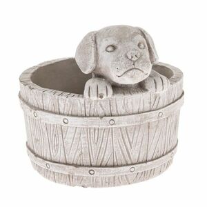 Beton kutyás virágcserép, világosbarna, 17 x 19 cm kép