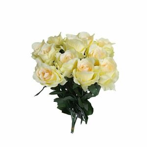 Rózsacsokor krém színű, zöld szegéllyel, 12 db, magasság 65 cm kép