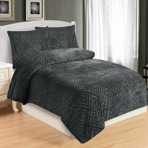 Vászon mikro plüss Aztek sötétszürke, 140 x 200 cm, 70 x 90 cm kép