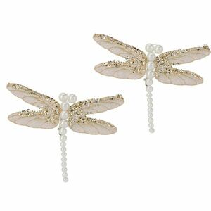 Karácsonyi díszek szett Szitakötő, arany, 13x9x1, 5cm , klipszel, 2 DB-os szett kép