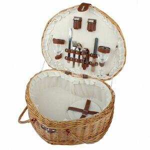 Szív 2 személyes fonott piknikkosár kép