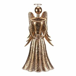 Karácsonyi fém dekoráció Angyal 49 cm, teáscsésze.gyertya, arany kép