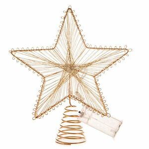 Fémes, világító karácsonyfa csúcs Golden Glow, 20x 24 cm, 10 LED kép