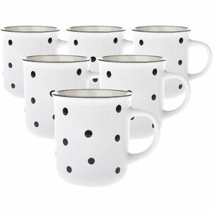 6 darab fekete pöttyös kerámia bögre szett 350 ml kép