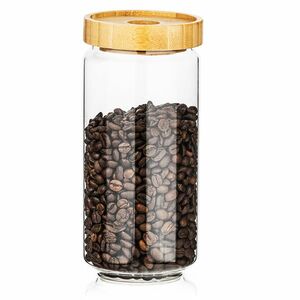 4Home Bamboo Style üveg élelmiszer tároló bambusz fedéllel, 1000 ml, 1000 ml kép