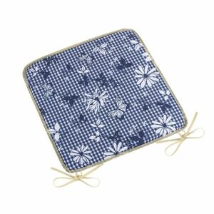 Bellatex DITA Cube virággal sima székpárna kék, 40 x 40 cm kép