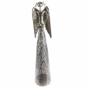 Fém dekoratív gyertyatartó Ezüst angyal, 98, 5 cm kép