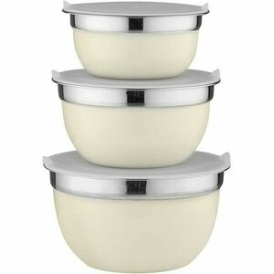 Florina 3 darab rozsdamentes acél tál fedéllel, krém színű kép