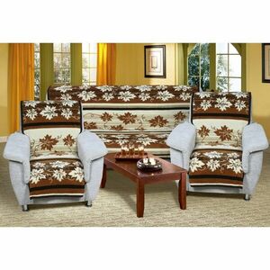 Karmela Plus Levelek kanapétakaró barna, 150 x 200 cm, 2 db 65 x 150 cm kép