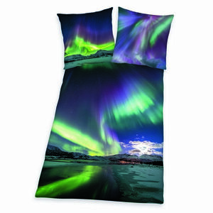 Pamut ágynemét Poláris fény , 135 x 200 cm, 80 x80 cm kép