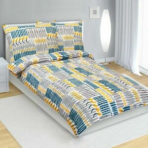 Bellatex Krep lepedőhuzat Csíkok kék, sárga, 140 x200 cm, 70 x 90 cm kép