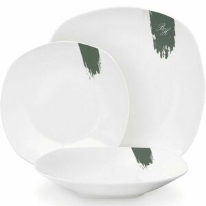 BerlingerHaus 18 darabos tányérkészlet Matte Green, fehér-zöld kép