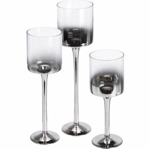 Home&styling gyertyatartó szett, 3 db, szürkés-ezüstös üveg kép